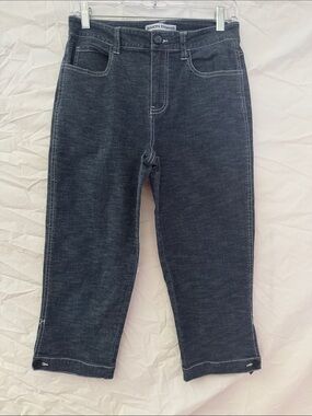 Simon Chang Navy Heather Stretch Cropped Straight Jeans